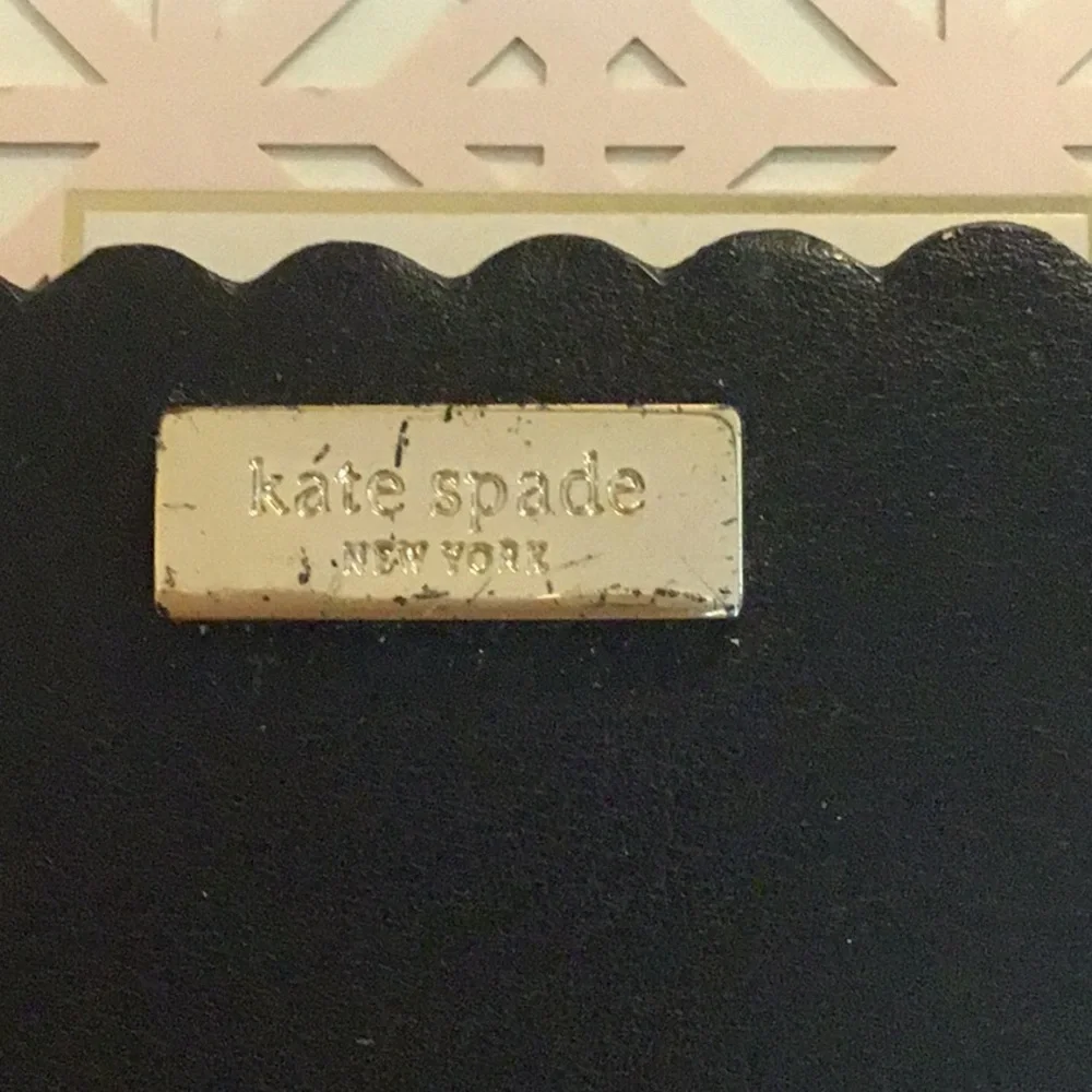 kate spade Black Scalloped Edge Card Holder with Gold Logo